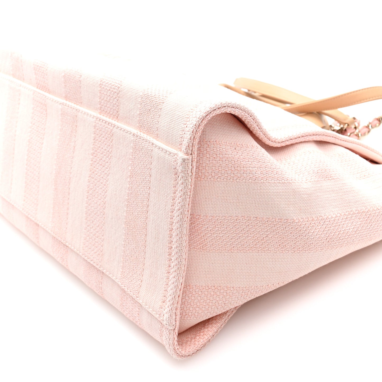 Mixed Fibers Calfskin Striped Medium Deauville Tote Light Pink