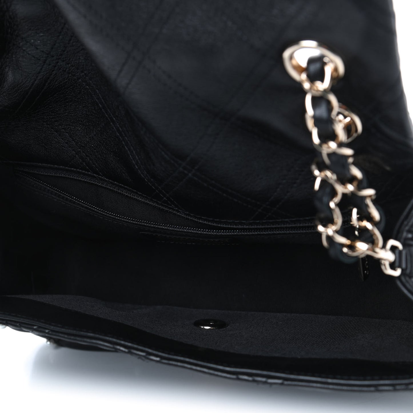 Lambskin Quilted Pearl Studded Flap Black