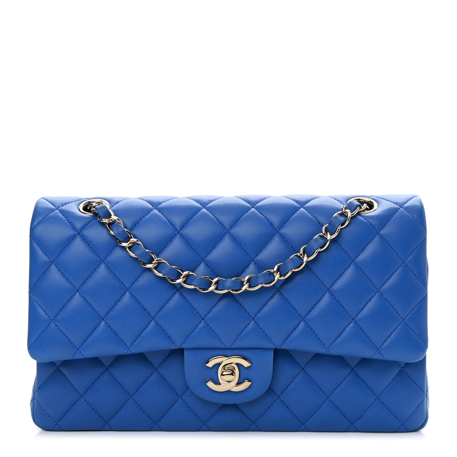 Chanel Lambskin Quilted Medium Double Flap Blue 1 of 12