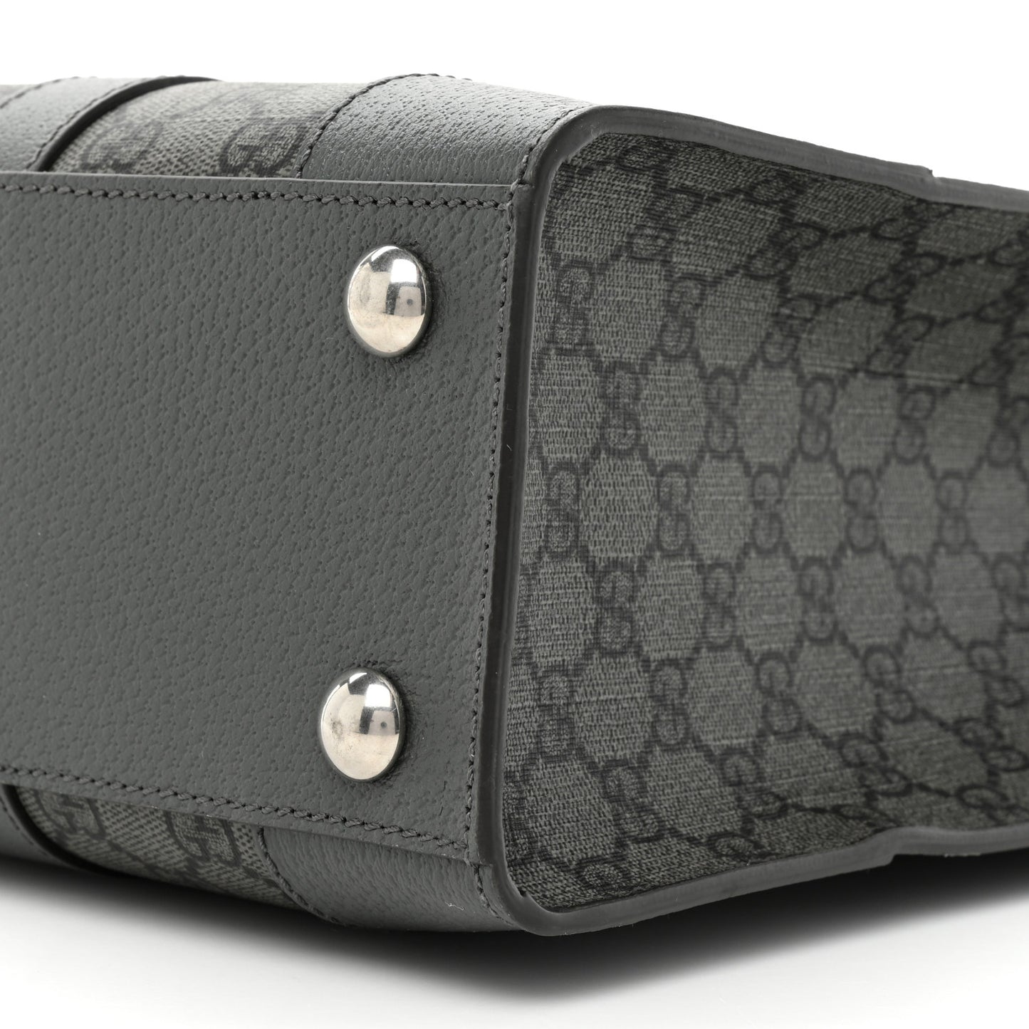 GG Supreme Monogram Textured Dollar Calfskin Medium Ophidia Tote Grey Black Graphite Grey
