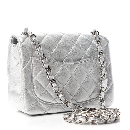 Chanel Metallic Lambskin Quilted Mini Square Flap Silver 3 of 11