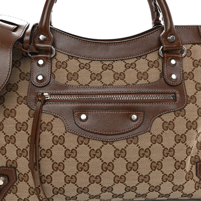 Balenciaga X GUCCI GG Monogram Azalea Calfskin Neo Classic Silver Hardware Medium City Beige Ebony Brown Sugar 8 of 10