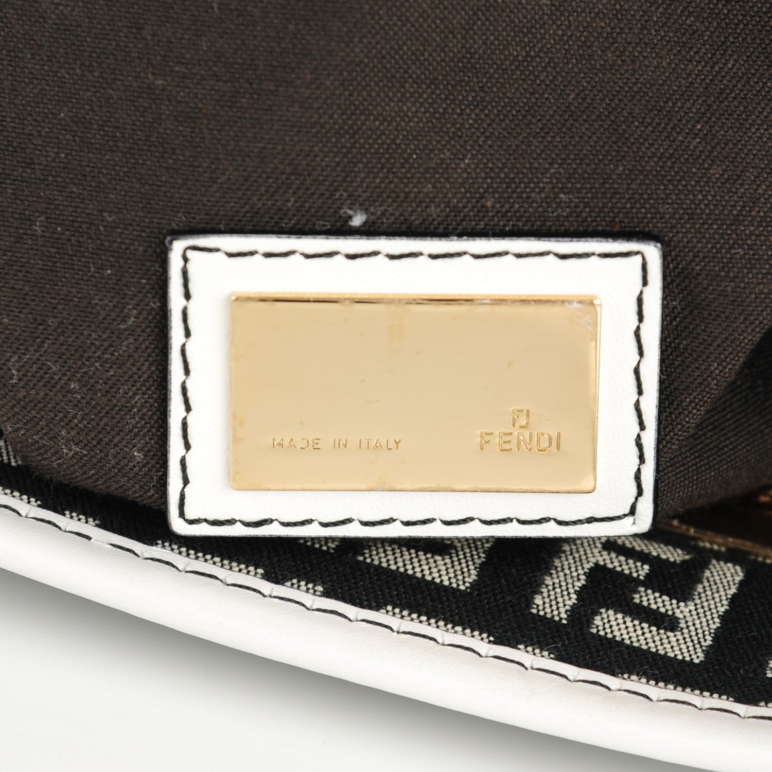 Fendi Zucchino Vitello Tote Black White 6 of 8