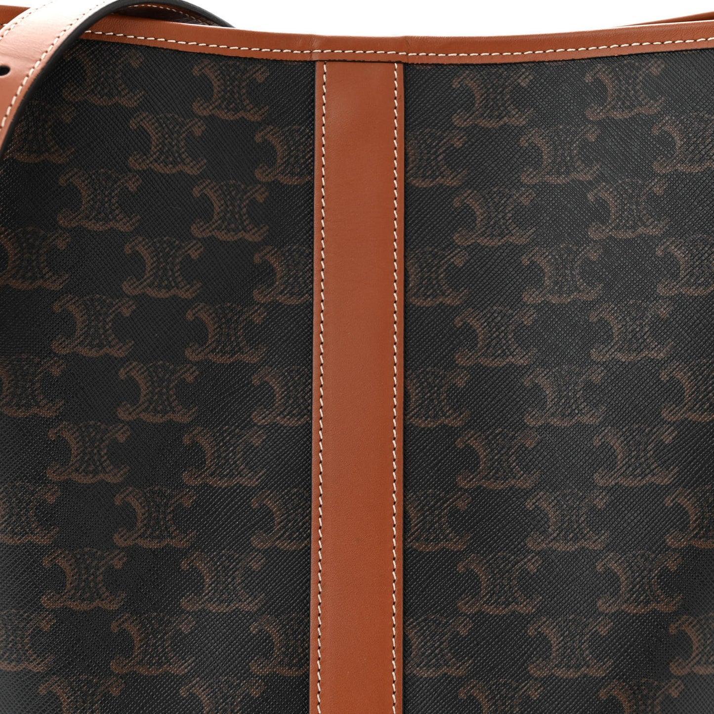 Triomphe Canvas Calfskin Medium Bucket Bag Tan