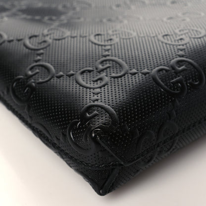 Gucci Calfskin GG Tennis Embossed Medium Wristlet Messenger Bag Black 6 of 8