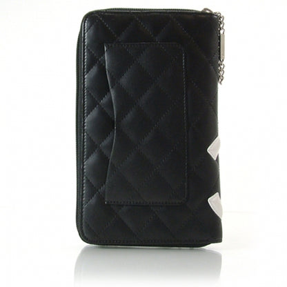 Chanel Calfskin Cambon Zip Around Organizer Wallet Black White 2 of 9