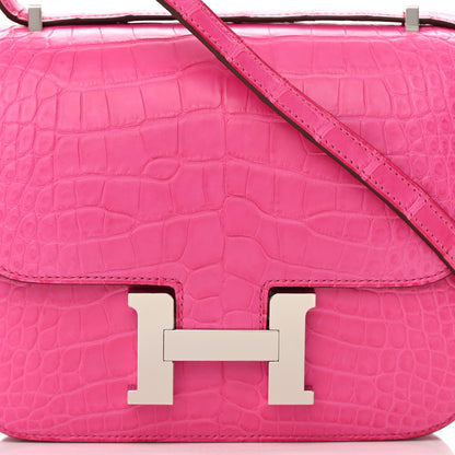 Hermes Matte Alligator Constance 18 Rose Shocking 8 of 14