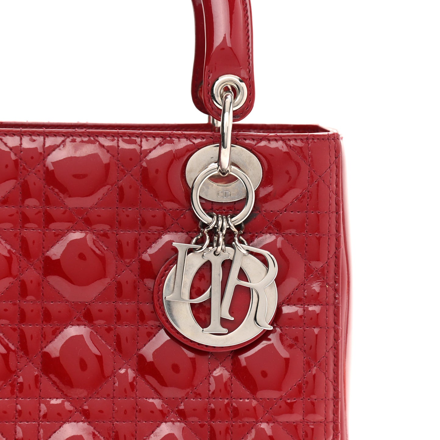Patent Cannage Medium Lady Dior Red