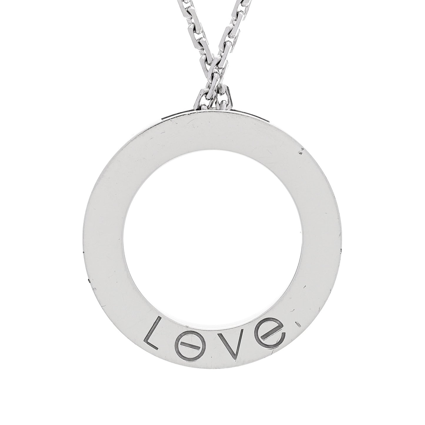 18K White Gold 6 Diamonds LOVE Pendant Necklace