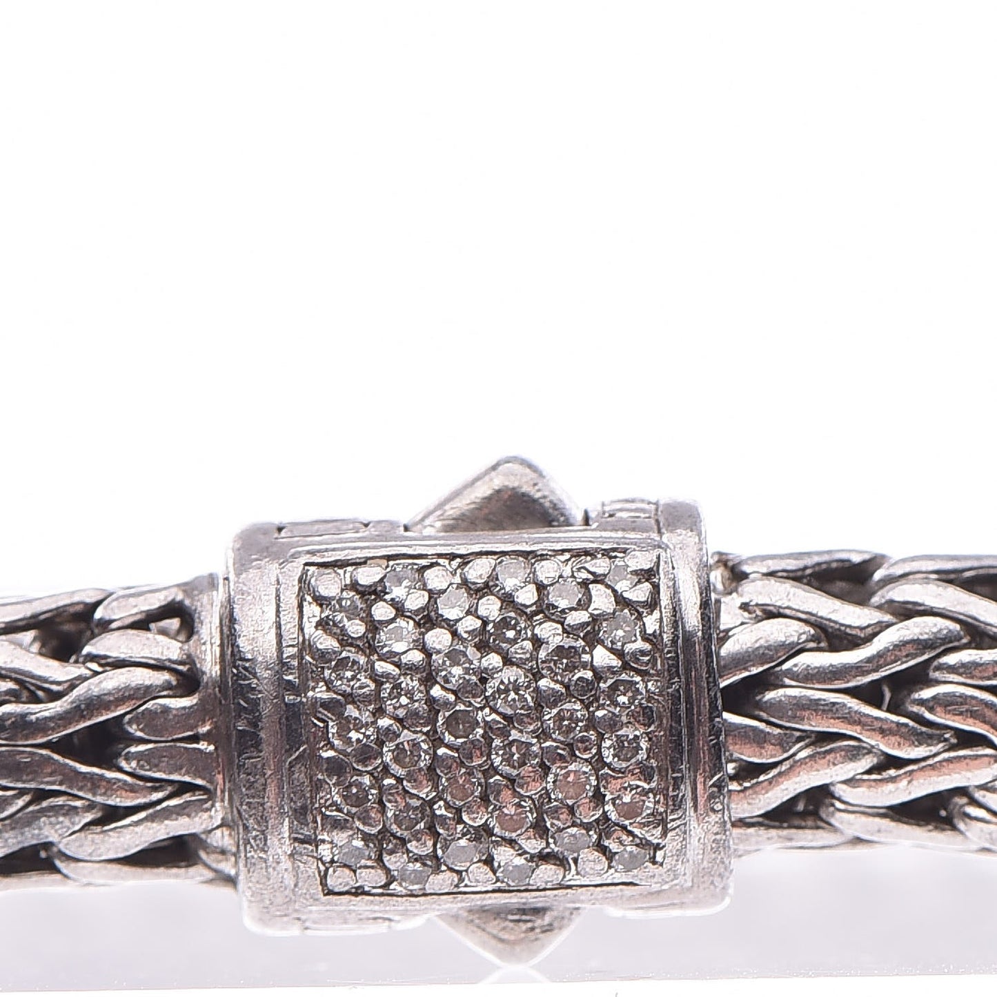 Sterling Silver Pave Diamond Classic Chain Clasp Bracelet M