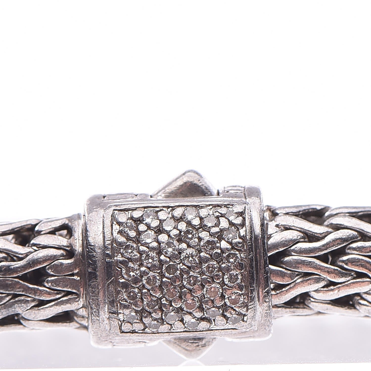 John Hardy Sterling Silver Pave Diamond Classic Chain Clasp Bracelet M 3 of 5