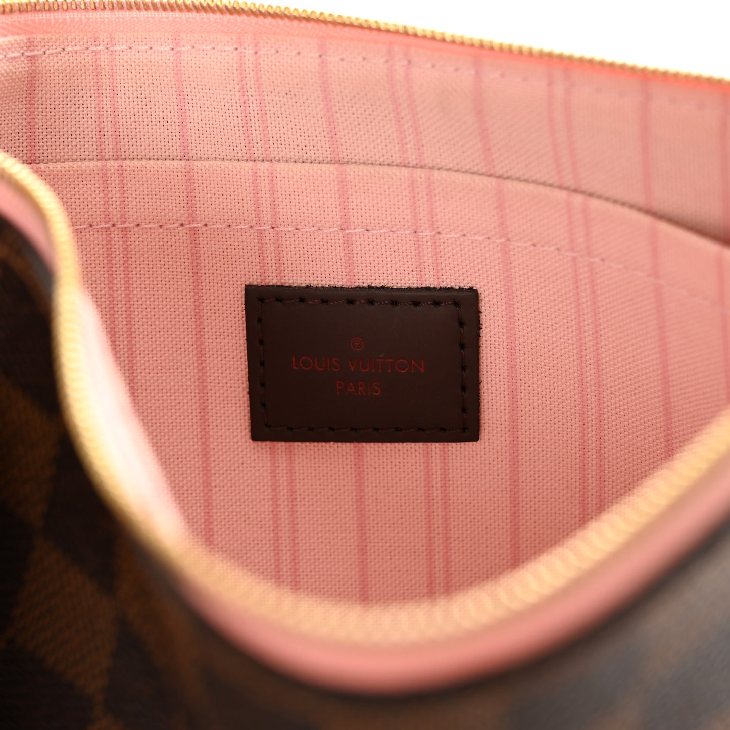 Damier Ebene Neverfull MM GM Pochette Rose Ballerine
