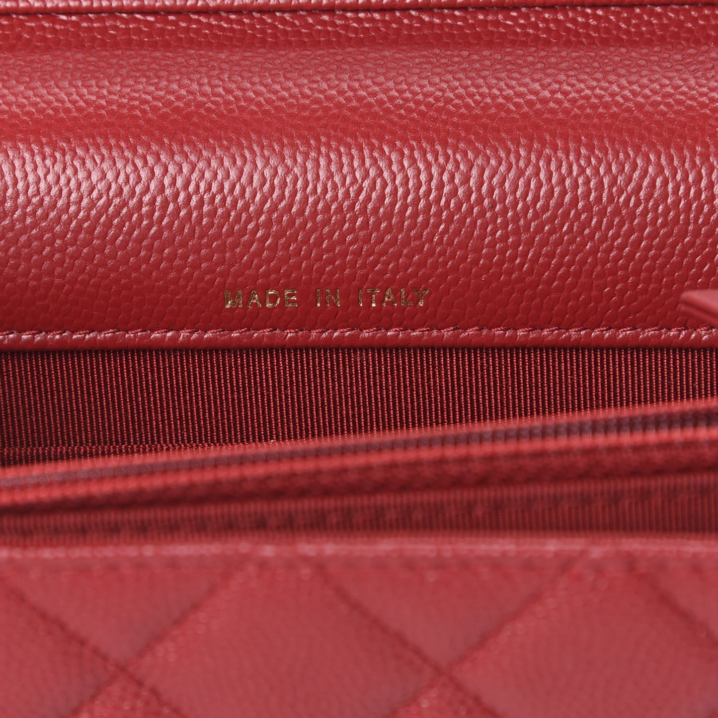 Caviar Quilted Square Wallet On Chain WOC Dark Red