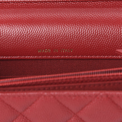 Chanel Caviar Quilted Square Wallet On Chain WOC Dark Red 6 of 11
