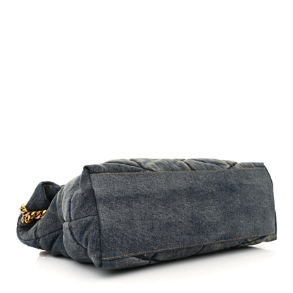 Saint Laurent Denim Quilted Medium Loulou Puffer Monogram Chain Satchel Blue Cinnamon 4 of 12