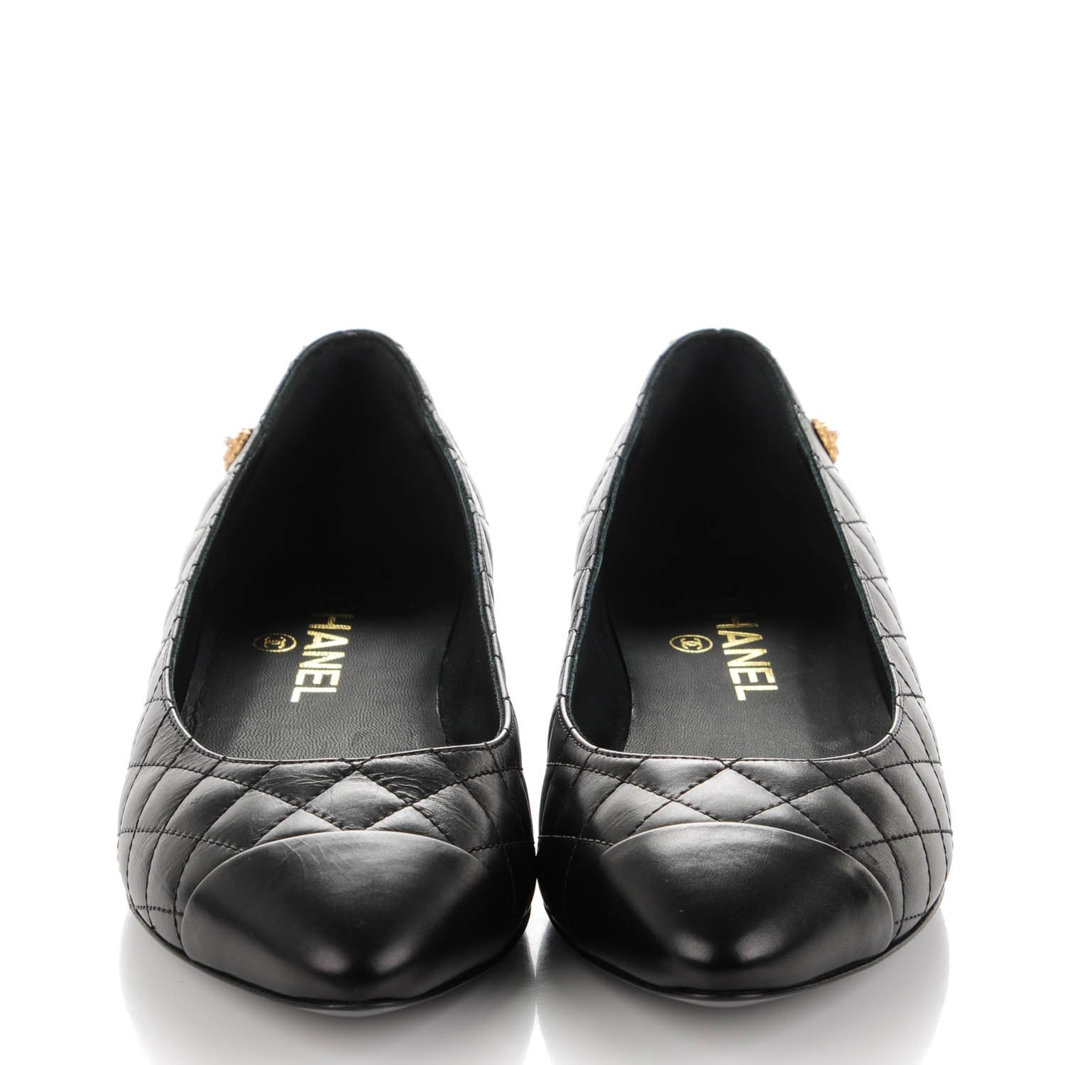Chanel Calfskin Quilted Cap Toe Ballerina Flats 39 Black 2 of 9
