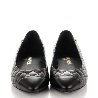 Chanel Calfskin Quilted Cap Toe Ballerina Flats 39 Black 2 of 9