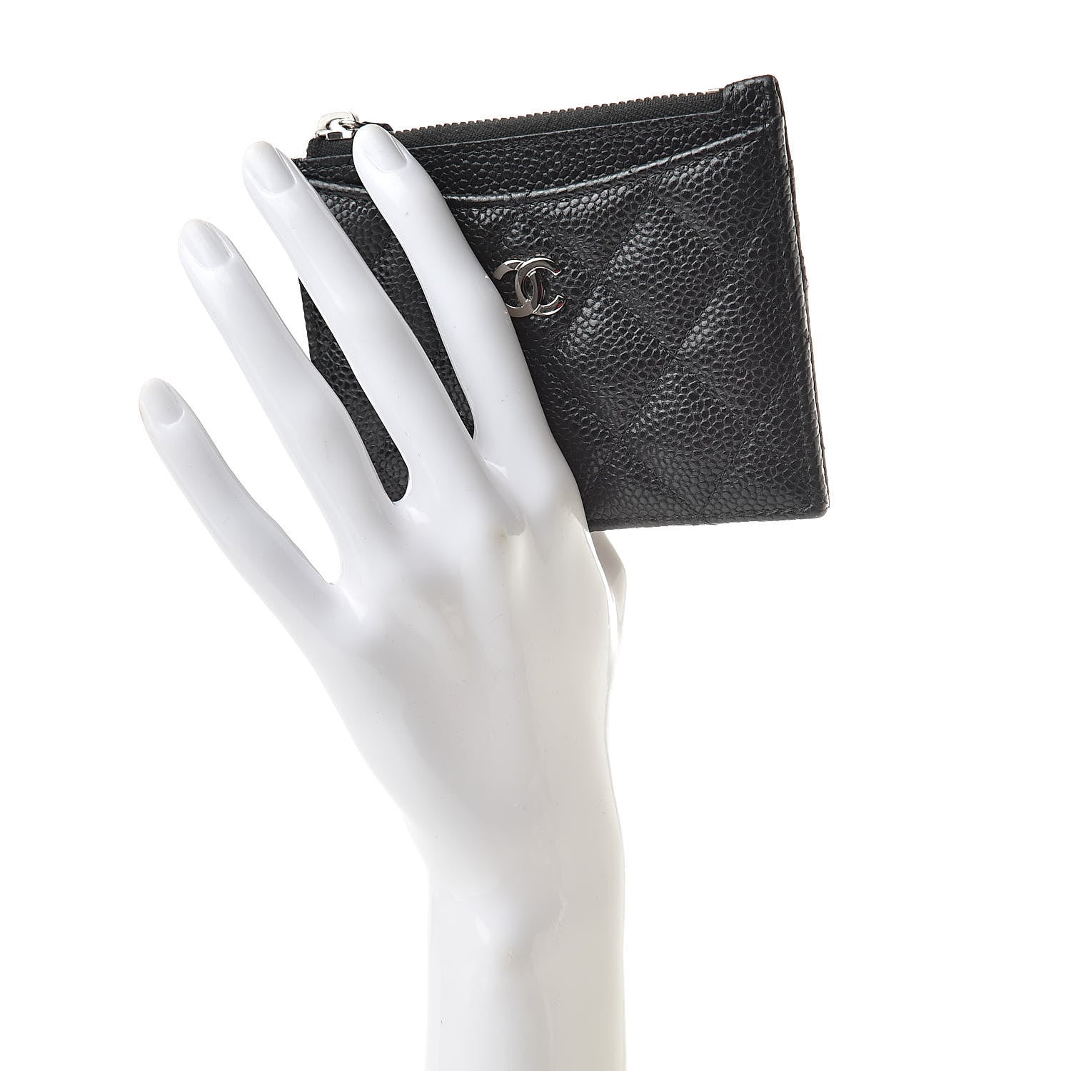 Chanel Caviar Quilted CC Zip Card Holder Black 2 of 8