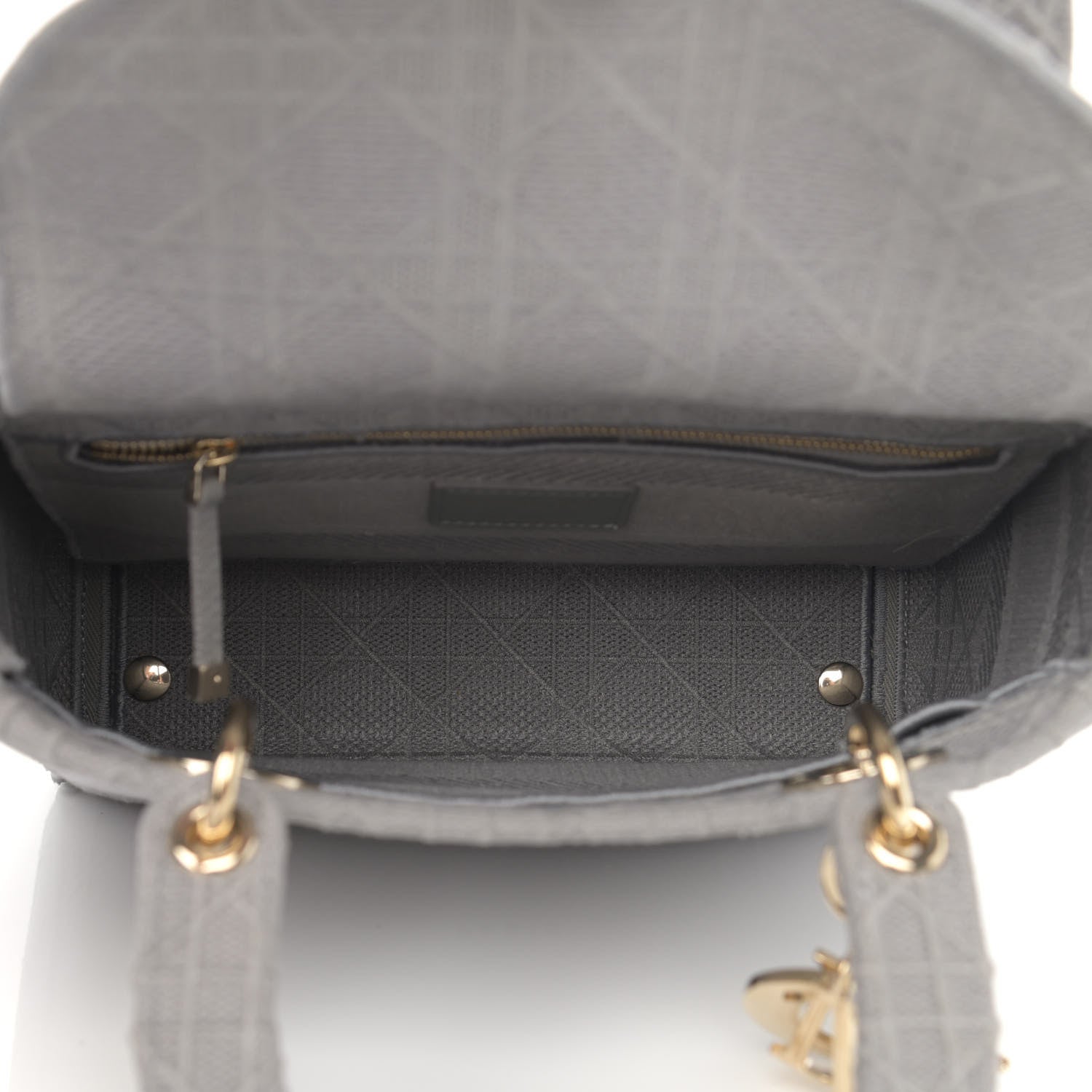 Christian Dior Canvas Embroidered Cannage Medium Lady D-Lite Gray 4 of 11