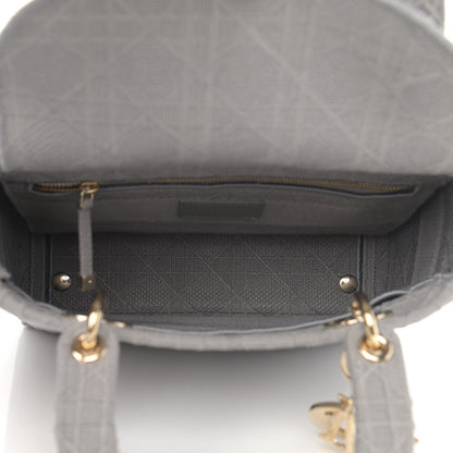 Christian Dior Canvas Embroidered Cannage Medium Lady D-Lite Gray 4 of 11