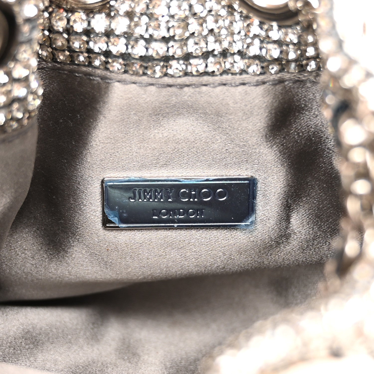 Jimmy Choo Satin Crystal Embellished Micro Bon Bon Bag Silver 6 of 11