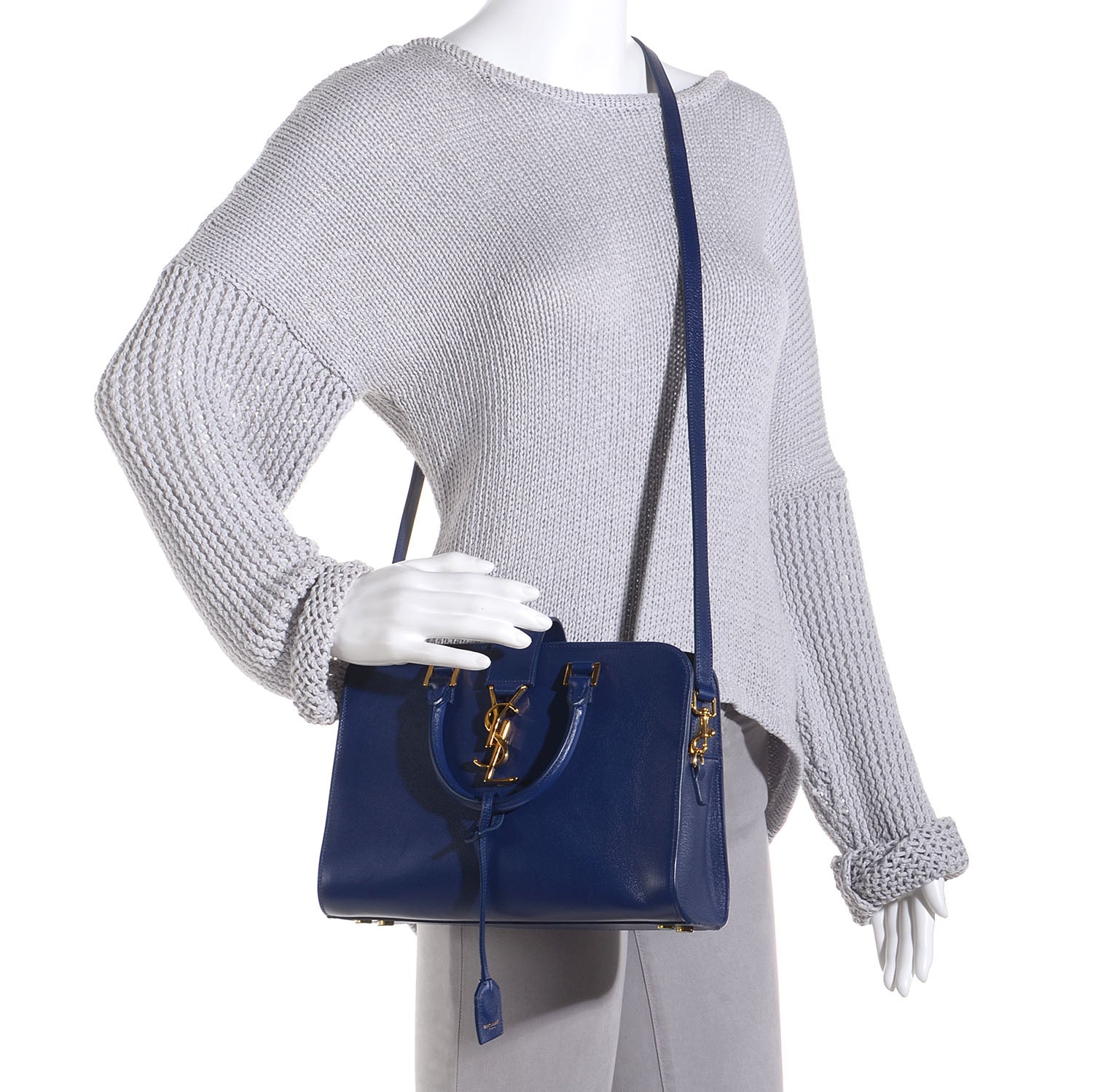 Saint Laurent Calfskin Monogram Baby Cabas Blue 2 of 9