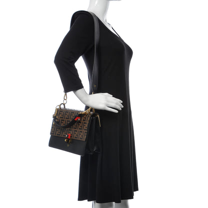 Fendi Vitello Liberty Bi-Color FF 1974 Embossed Kan I Shoulder Bag Black Maya 2 of 11
