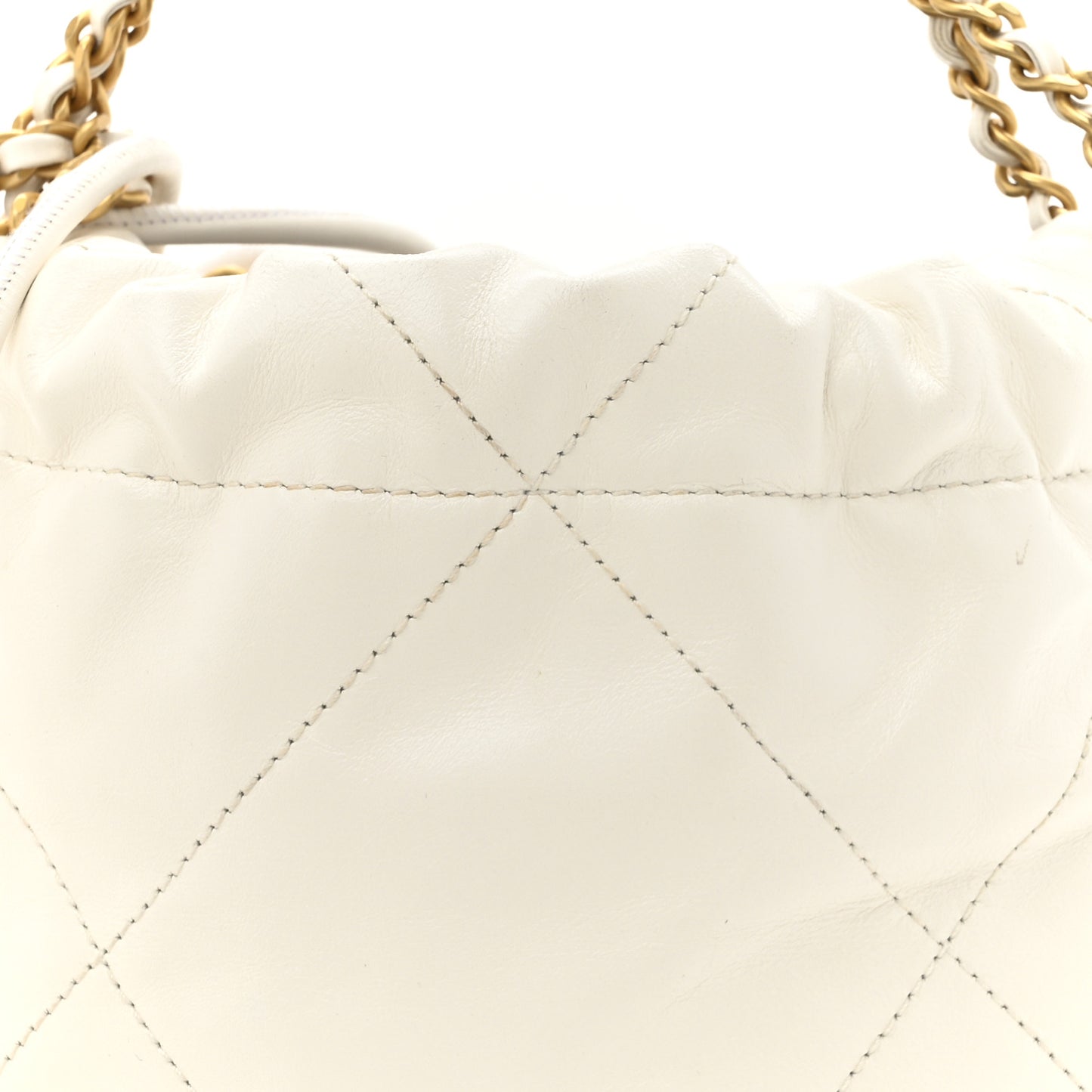 Shiny Calfskin Quilted Mini Chanel 22 White