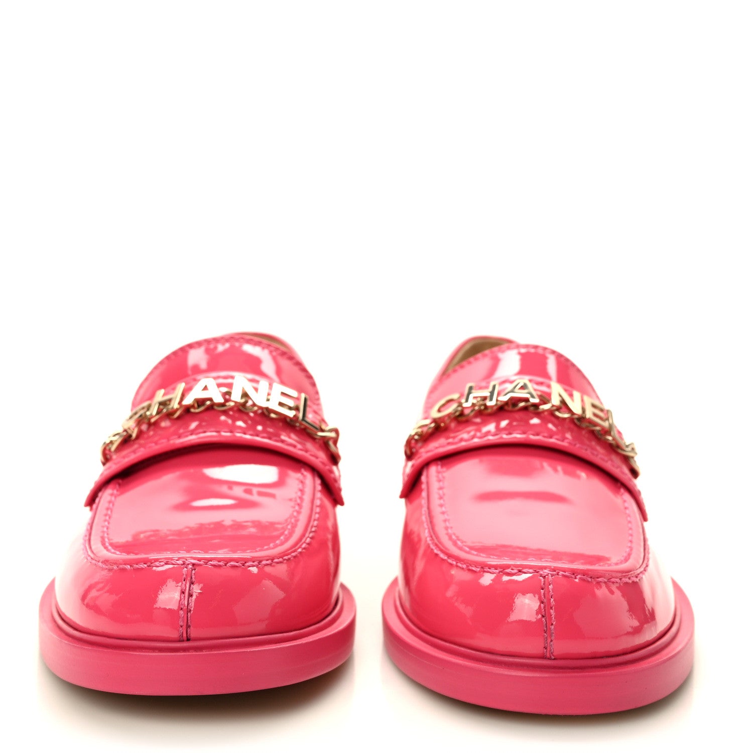 Chanel Patent Calfskin Logo Loafers 37 Pink 2 of 9