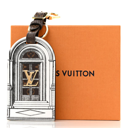Louis Vuitton X FORNASETTI Calfskin Architettura Luggage Tag Bag Charm Key Holder Black White 5 of 5