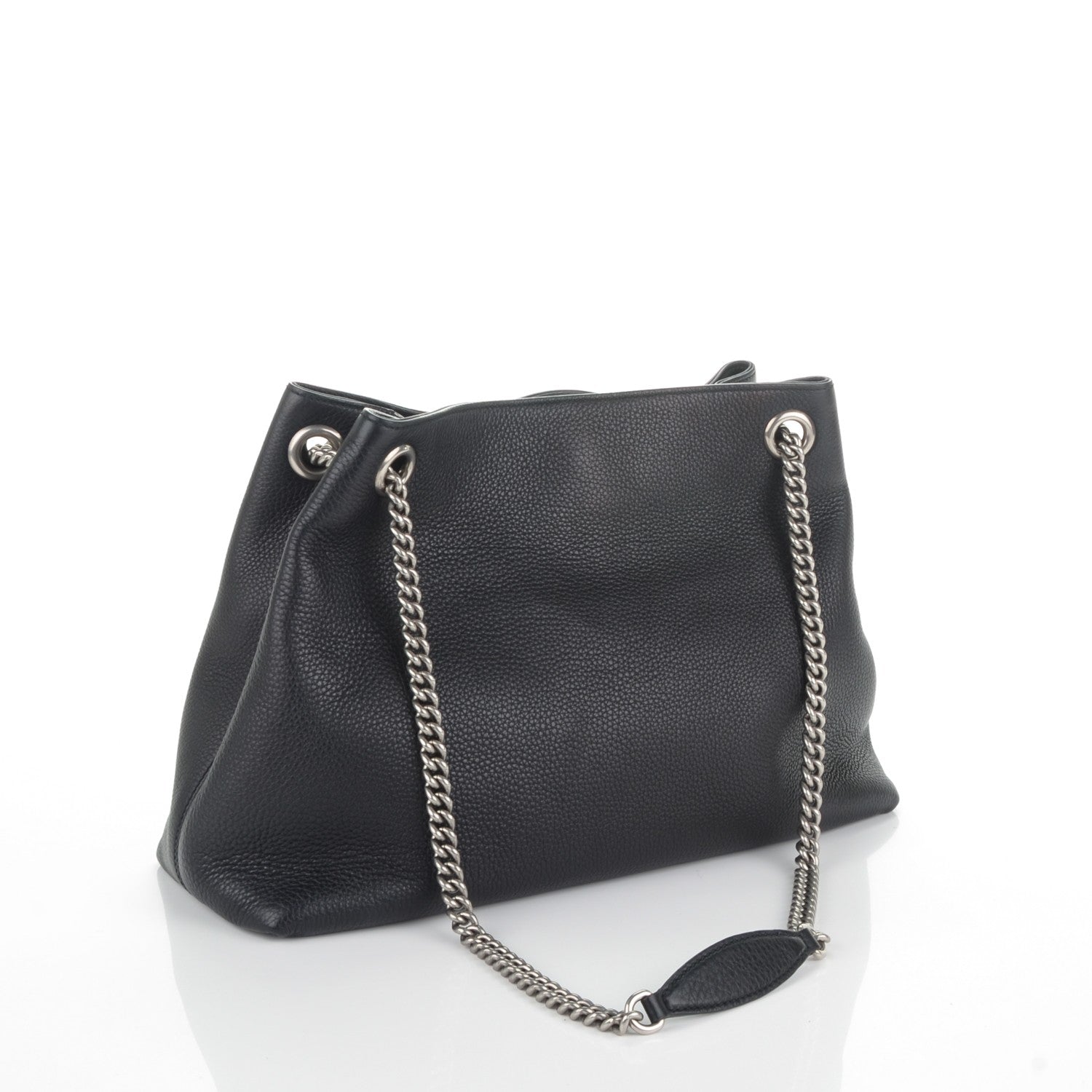 Gucci Pebbled Calfskin Studded Medium Soho Chain Shoulder Bag Black 3 of 7