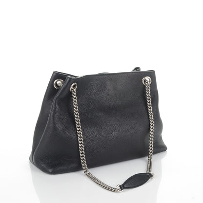 Gucci Pebbled Calfskin Studded Medium Soho Chain Shoulder Bag Black 3 of 7