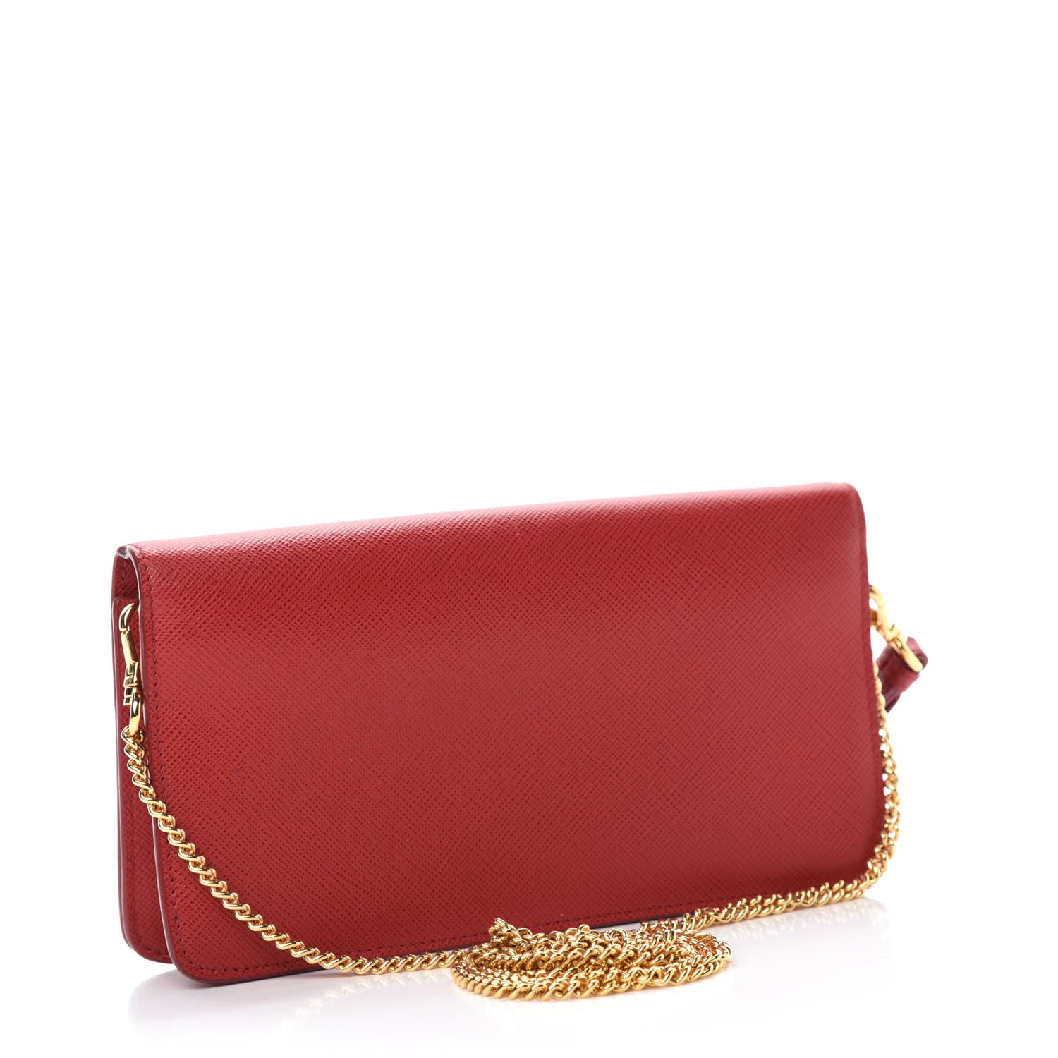 Prada Saffiano Metal Mini Flap Crossbody Wristlet Bag Fuoco 3 of 9