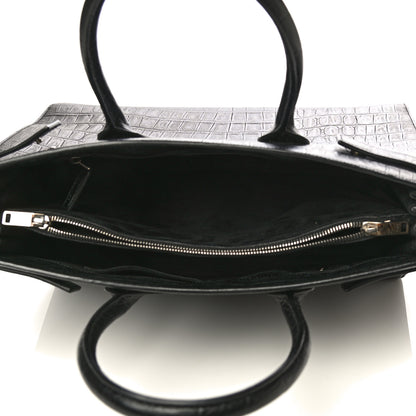 Saint Laurent Calfskin Crocodile Embossed Large Sac De Jour Carryall Black 5 of 25