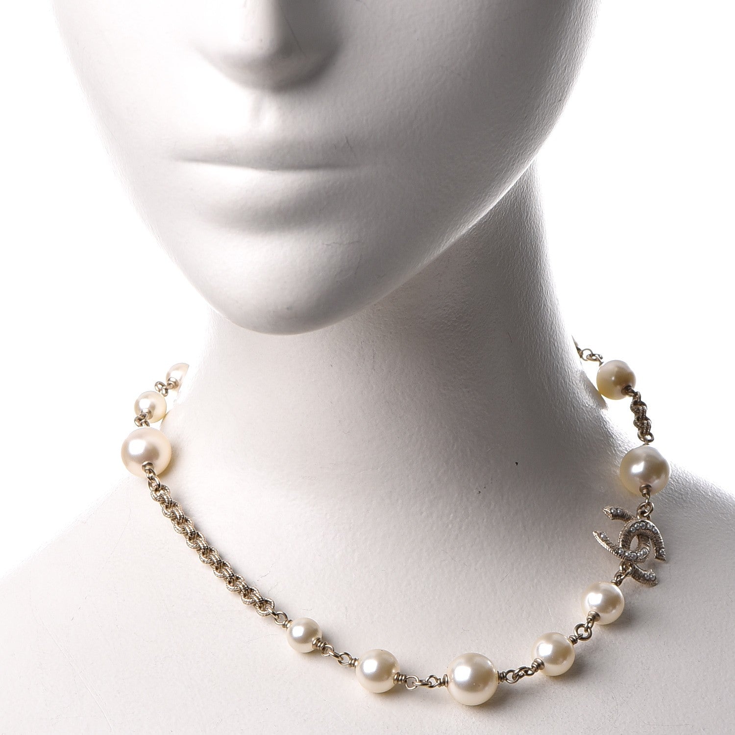 Chanel Irregular Pearl CC Short Necklace Gold 2 of 7