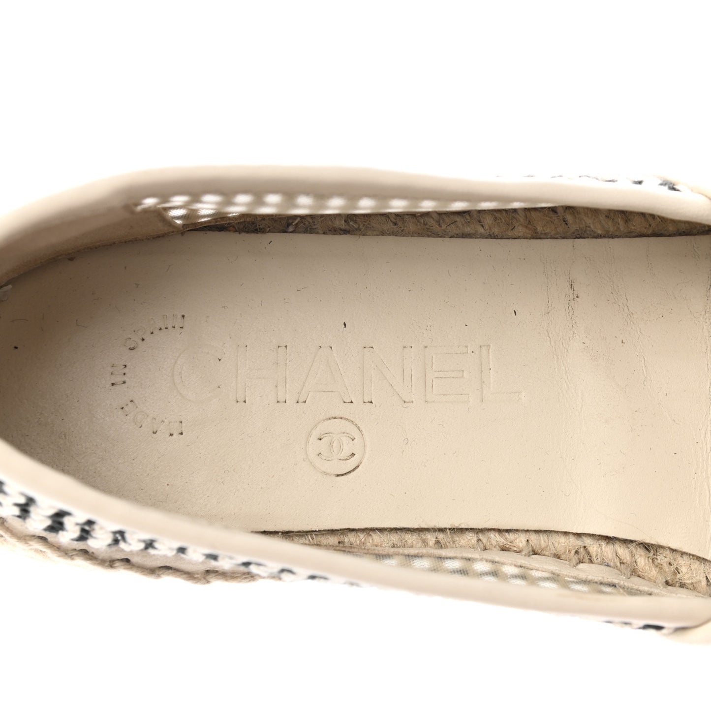 Mesh Grosgrain CC Espadrilles 37 Beige Black