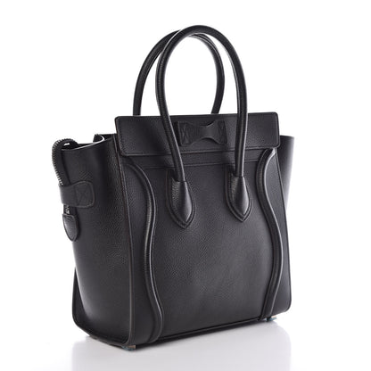 Celine Drummed Calfskin Micro Luggage Black 3 of 8