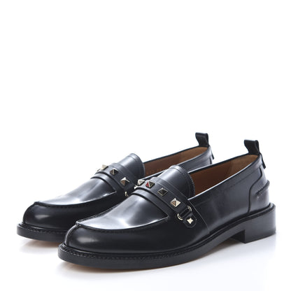 Valentino Garavani Calfskin Rockstud Abraded Loafers 39.5 Black 3 of 7