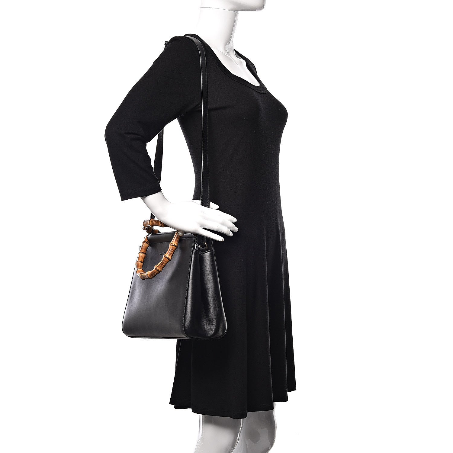 Gucci Nappa Bamboo Small Nymphaea Top Handle Bag Black 2 of 16