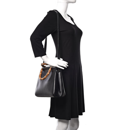 Gucci Nappa Bamboo Small Nymphaea Top Handle Bag Black 2 of 16