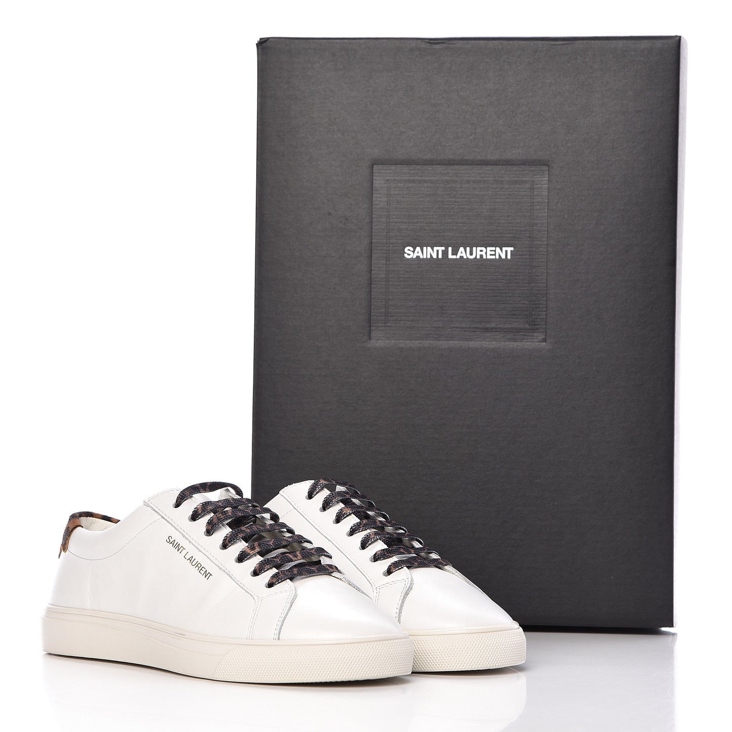 Calfskin Pony Hair Leopard Print Andy Low Top Sneakers 36.5 Optic White