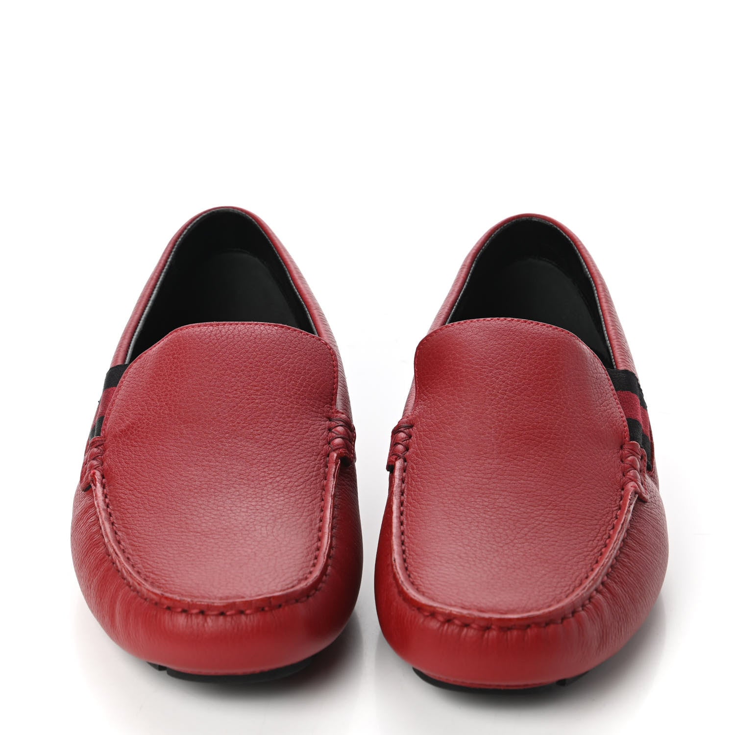 Gucci Calfskin Web Mens Driver Loafers 7 Red 2 of 10