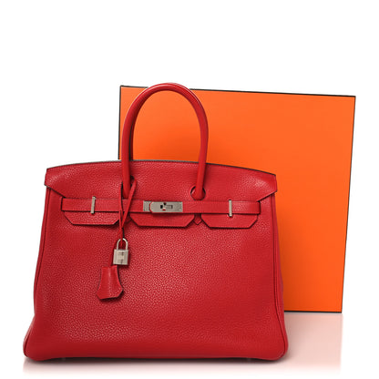 Hermes Taurillon Clemence Birkin 35 Rouge Casaque 17 of 17