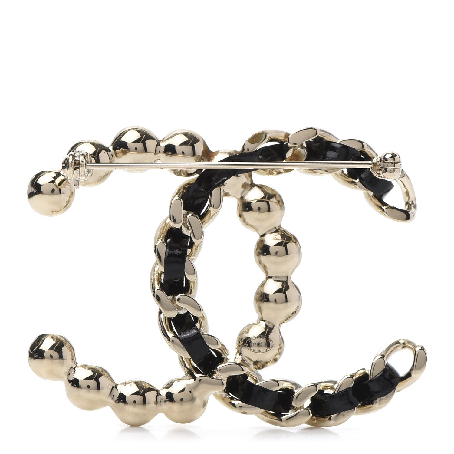 Chanel Lambskin Pearl CC Chain Brooch Black Gold 3 of 5