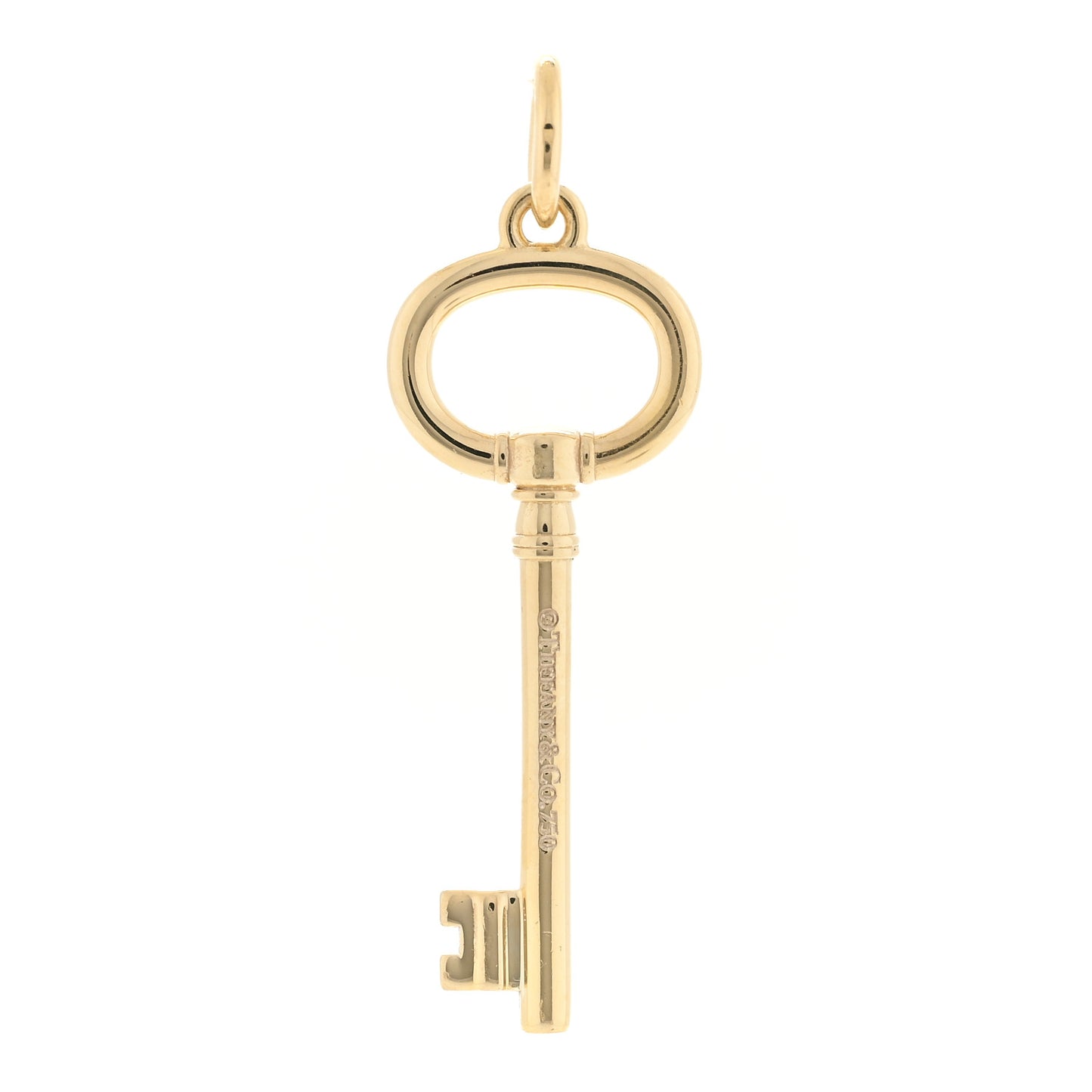 18K Yellow Gold Small Oval Key Pendant