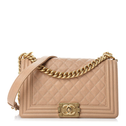 Chanel Caviar Quilted Medium Boy Flap Beige 1 of 10