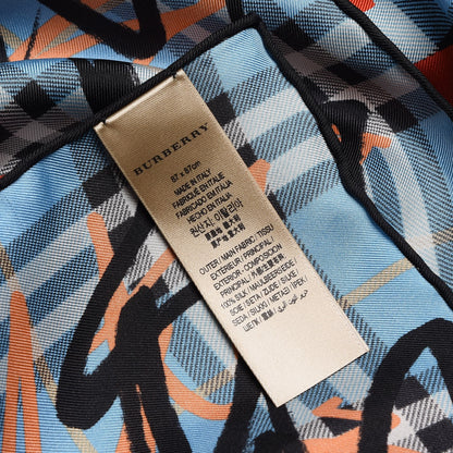 Burberry Silk Vintage Check Scribble Print Scarf Light Azure 3 of 3