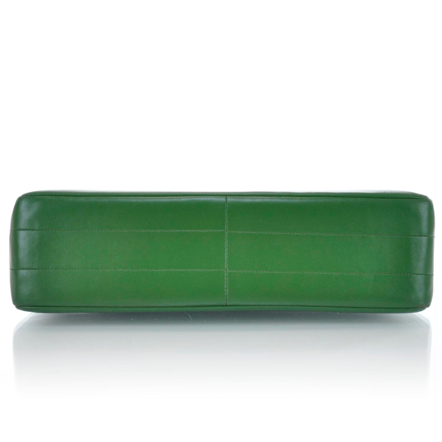 Lambskin Horizontal Quilt Jumbo Flap Kelly Green