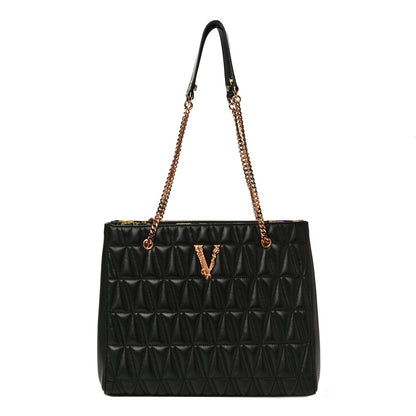 Versace Nappa Barocco Quilted Virtus Chain Shoulder Bag Black 1 of 10