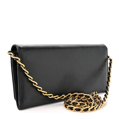Prada Saffiano Metal Oro Chain Wallet Black 3 of 13